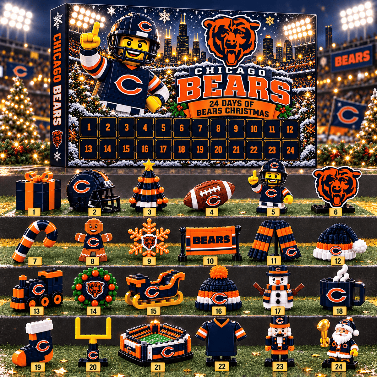 Chicago Bears NFL 24 Day Of Christmas Advent Calendar Gift For Fan