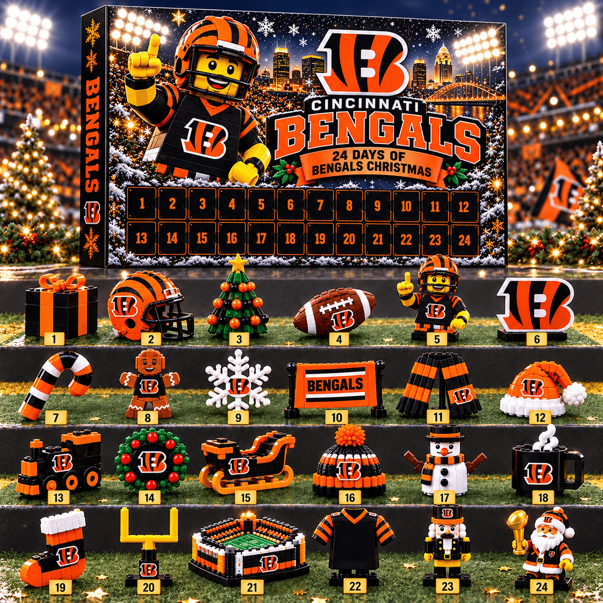 Cincinnati Bengals NFL 24 Day Of Christmas Advent Calendar Gift For Fan