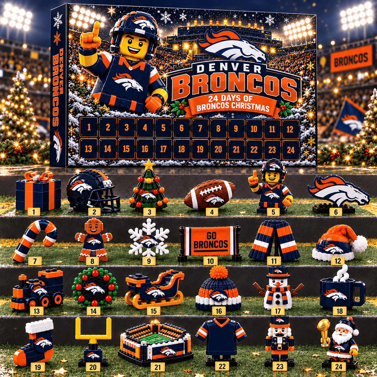 Denver Broncos NFL 24 Day Of Christmas Advent Calendar Gift For Fan