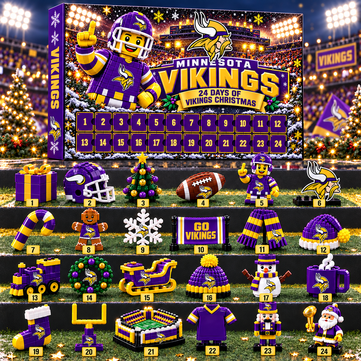 Minnesota Vikings NFL 24 Day Of Christmas Advent Calendar Gift For Fan