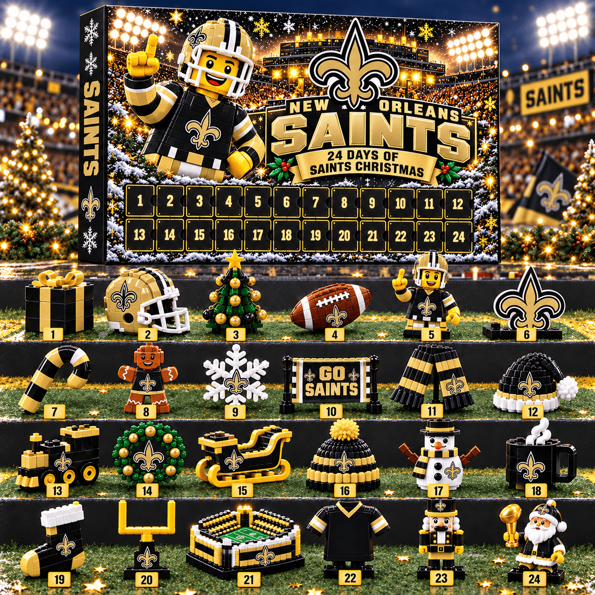 New Orleans Saints NFL 24 Day Of Christmas Advent Calendar Gift For Fan