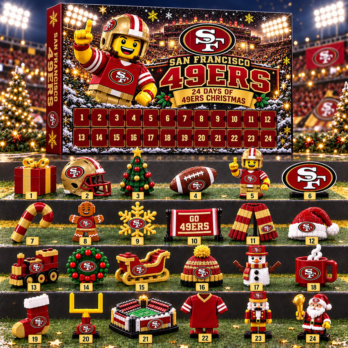 San Francisco 49ers NFL 24 Day Of Christmas Advent Calendar Gift For Fan
