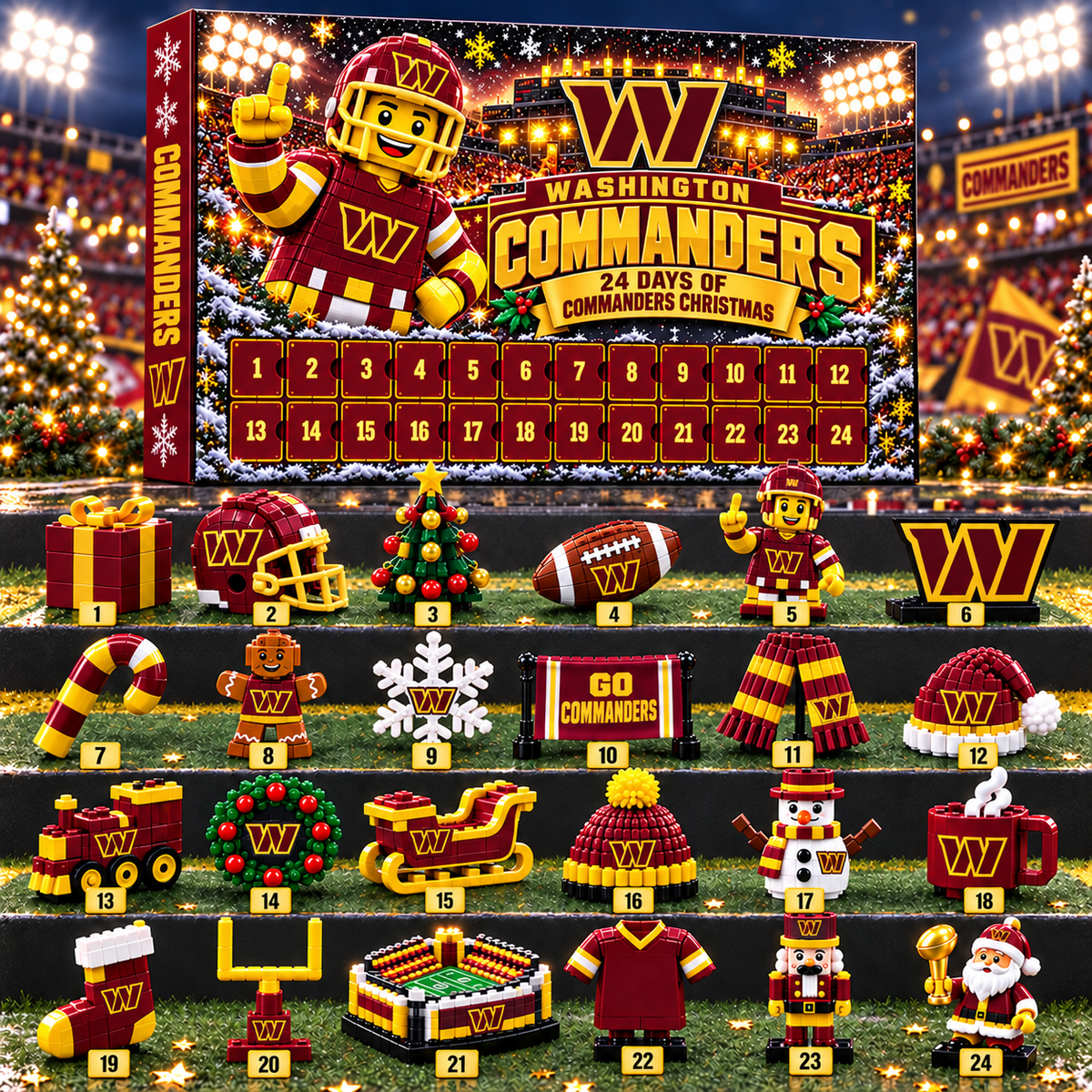 Washington Commanders NFL 24 Day Of Christmas Advent Calendar Gift For Fan