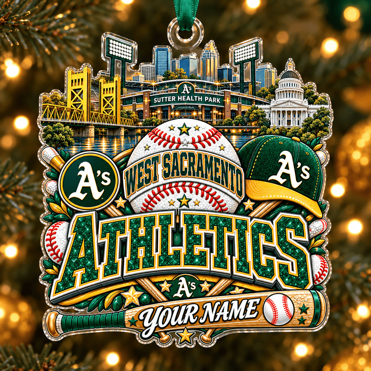 Athletics Christmas MLB Acrylic Ornament Personalized Gift For Fan - Limited Edition