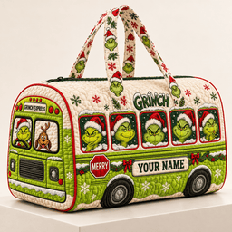 Grinch Express Premium Christmas Quilted Duffle Bag Custom Name Gifts For Fan - Limited Edition