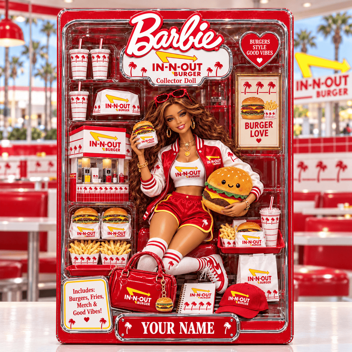 In-N-Out Burger Collector Edition Barbie Custom Any Name Acrylic Block Plaque Gifts For Fan - Limited Edition