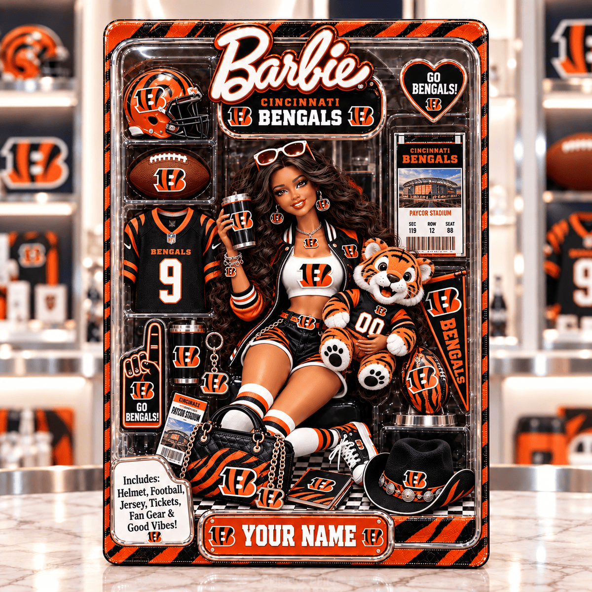 Cincinnati Bengals Collector Edition Barbie Custom Any Name Acrylic Block Plaque Gifts For Fan - Limited Edition