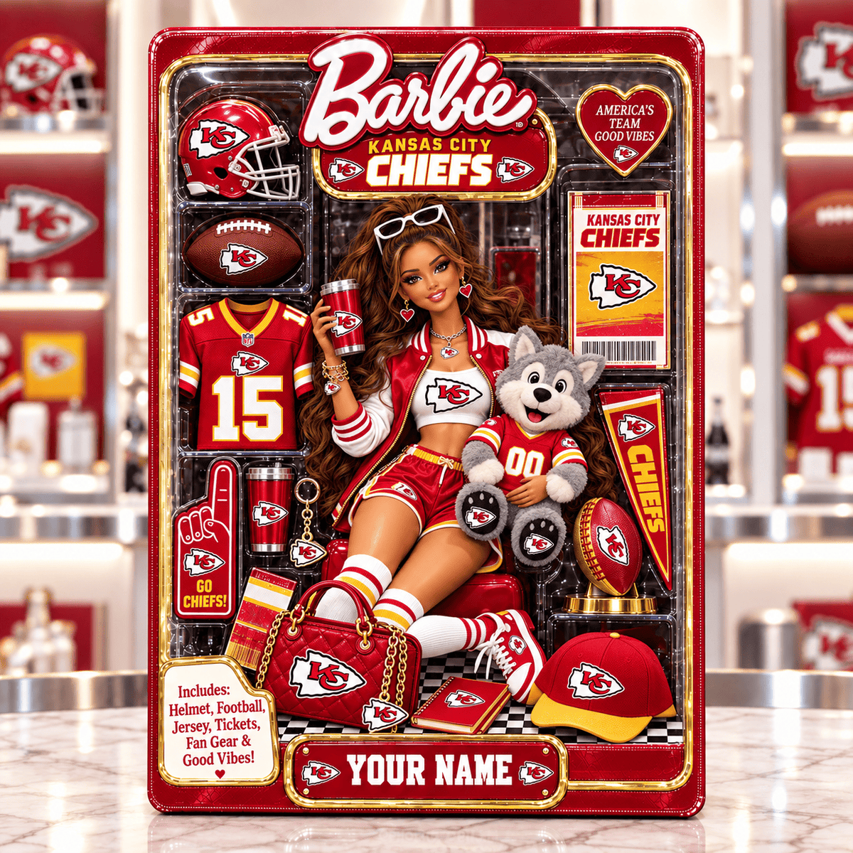 Kansas City Chiefs Collector Edition Barbie Custom Any Name Acrylic Block Plaque Gifts For Fan - Limited Edition