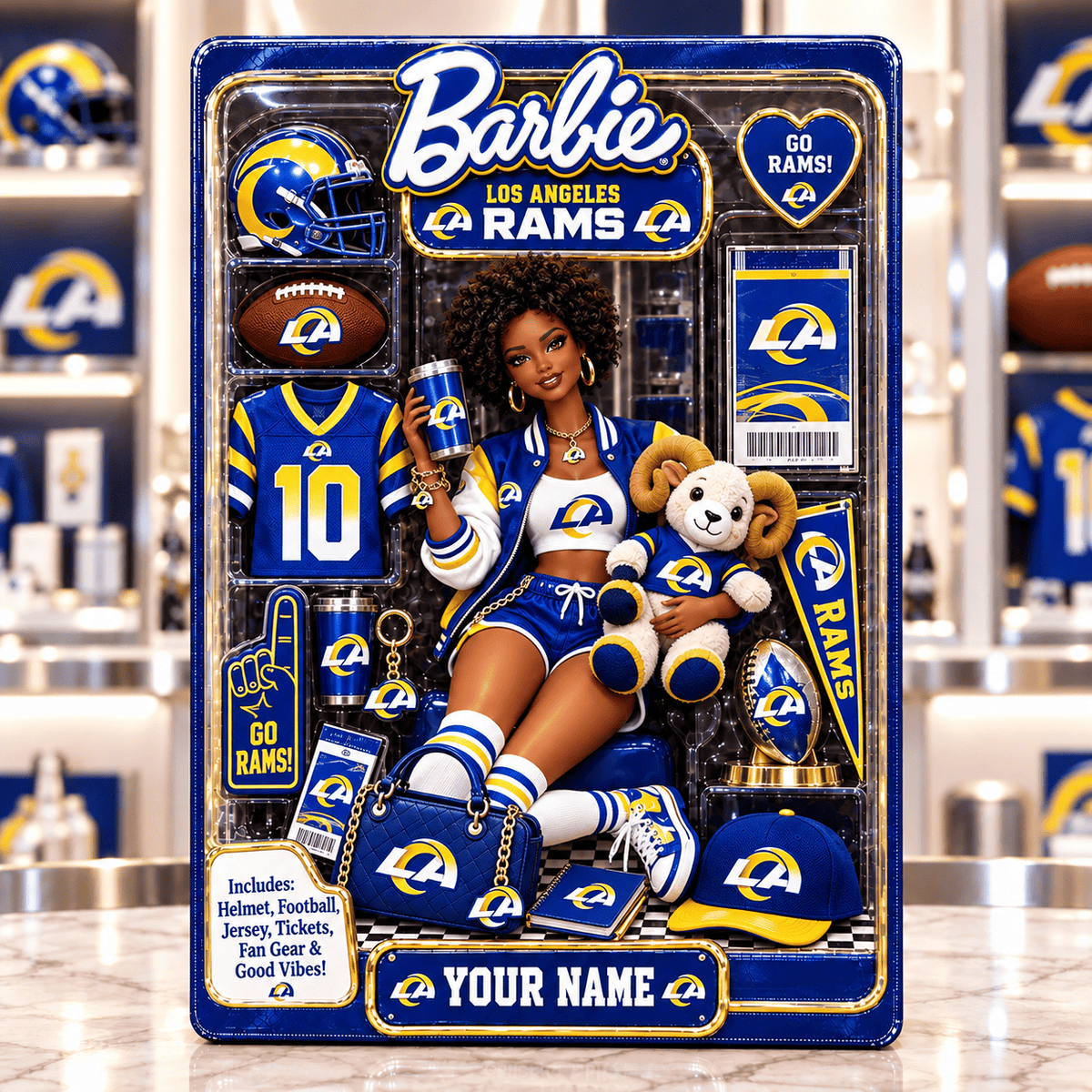 Los Angeles Rams Collector Edition Barbie Custom Any Name Acrylic Block Plaque Gifts For Fan - Limited Edition