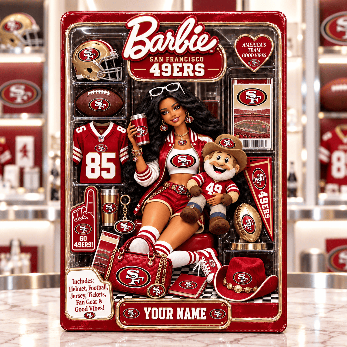 San Francisco 49ers Collector Edition Barbie Custom Any Name Acrylic Block Plaque Gifts For Fan - Limited Edition