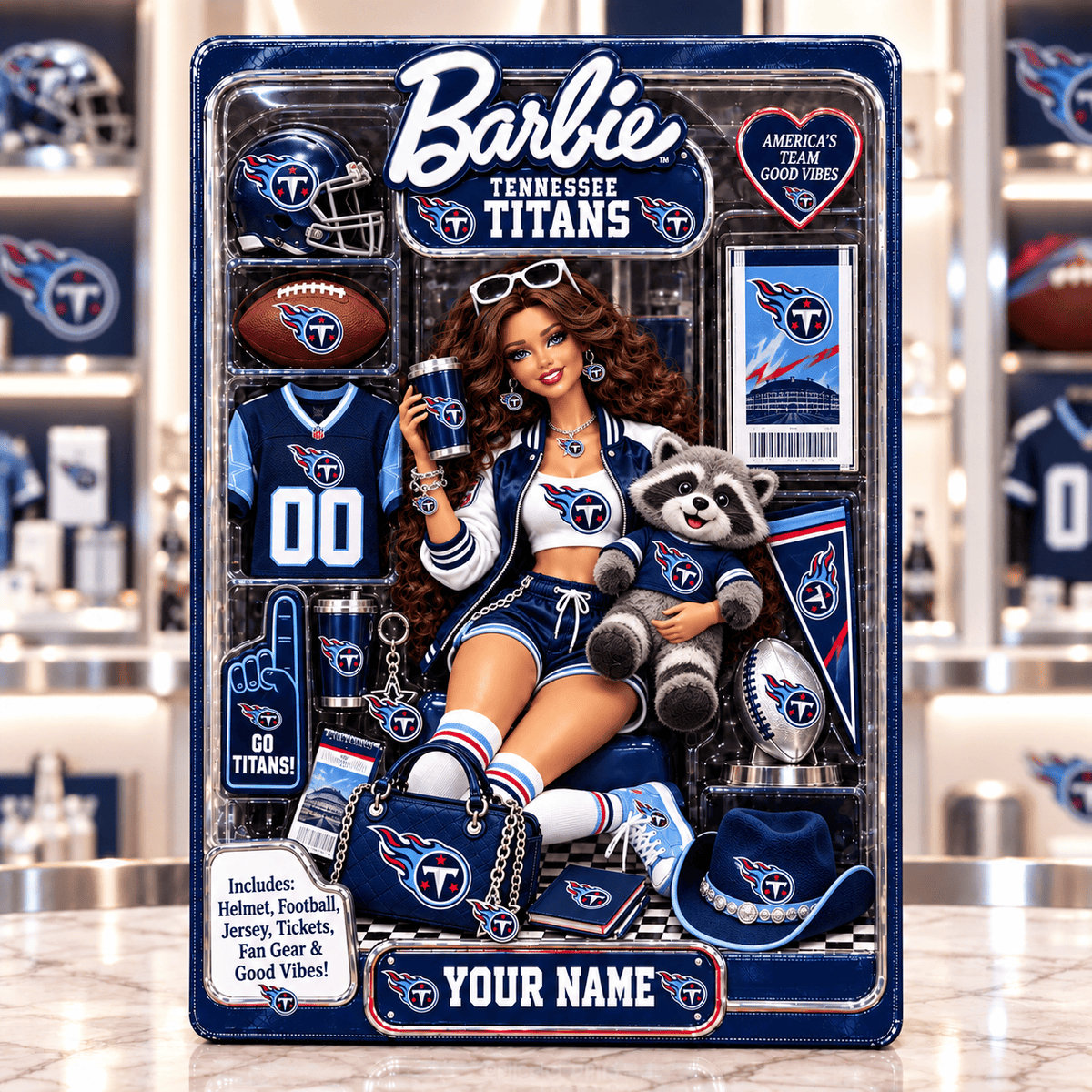 Tennessee Titans Collector Edition Barbie Custom Any Name Acrylic Block Plaque Gifts For Fan - Limited Edition