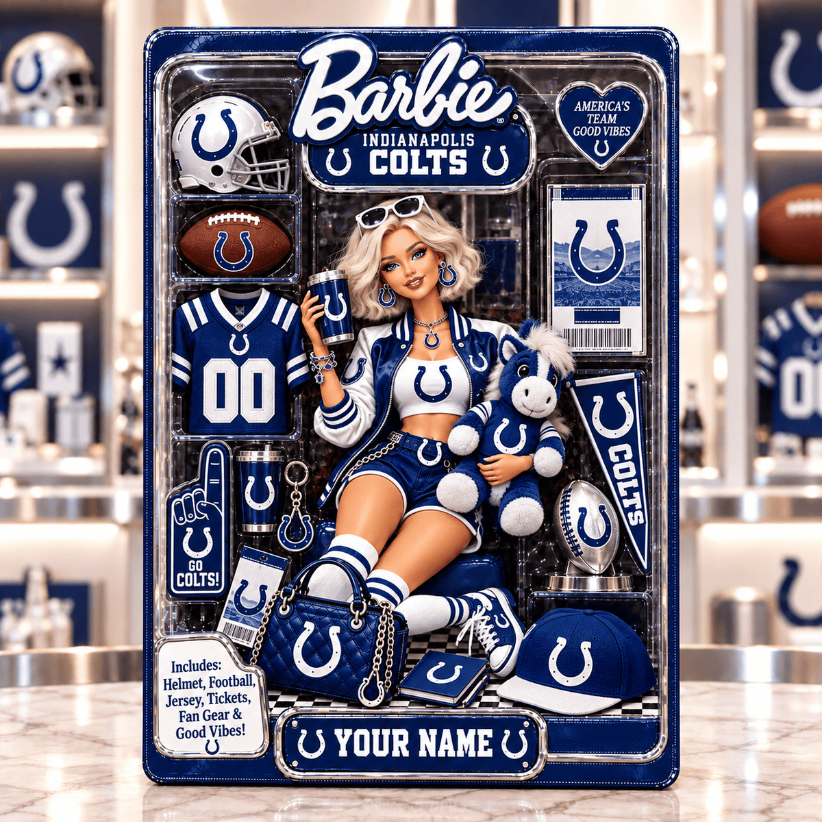 Indianapolis Colts Collector Edition Barbie Custom Any Name Acrylic Block Plaque Gifts For Fan - Limited Edition