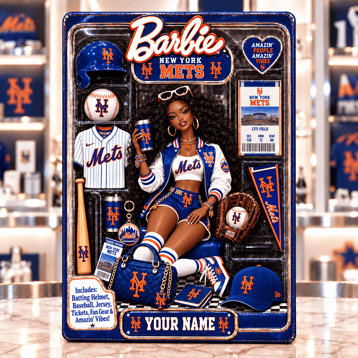 New York Mets Collector Edition Barbie Custom Any Name Acrylic Block Plaque Gifts For Fan - Limited Edition