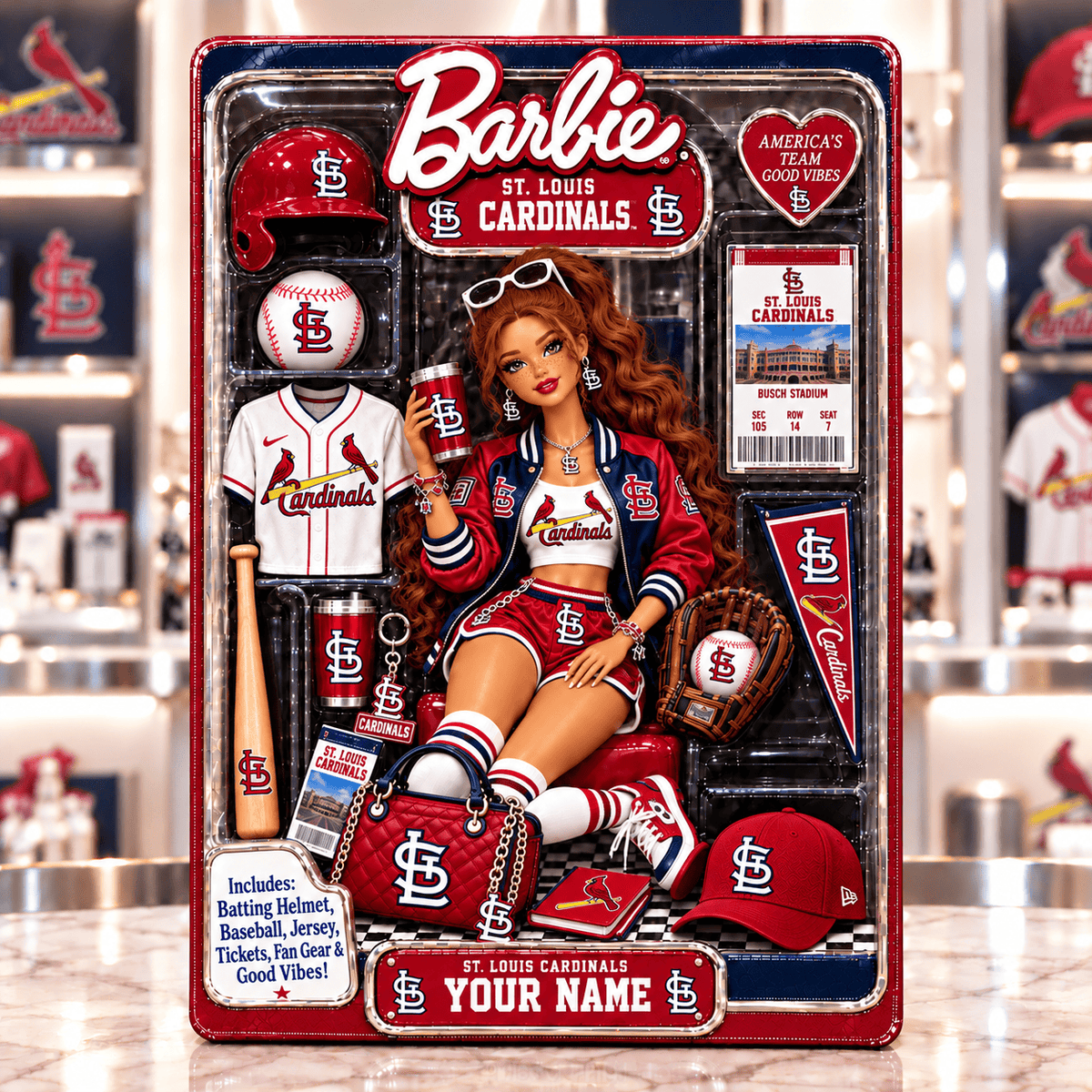 St. Louis Cardinals Collector Edition Barbie Custom Any Name Acrylic Block Plaque Gifts For Fan - Limited Edition