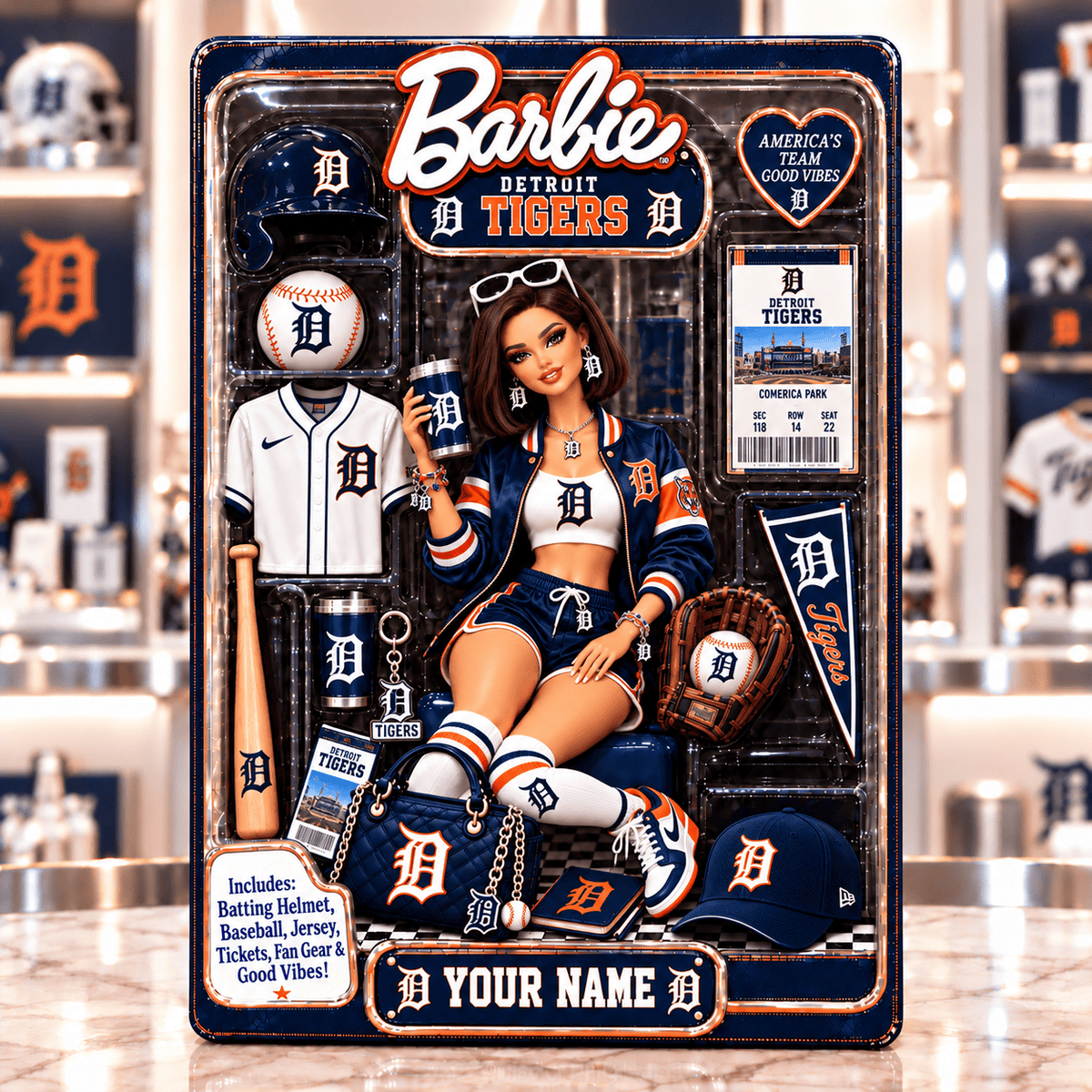 Detroit Tigers Collector Edition Barbie Custom Any Name Acrylic Block Plaque Gifts For Fan - Limited Edition