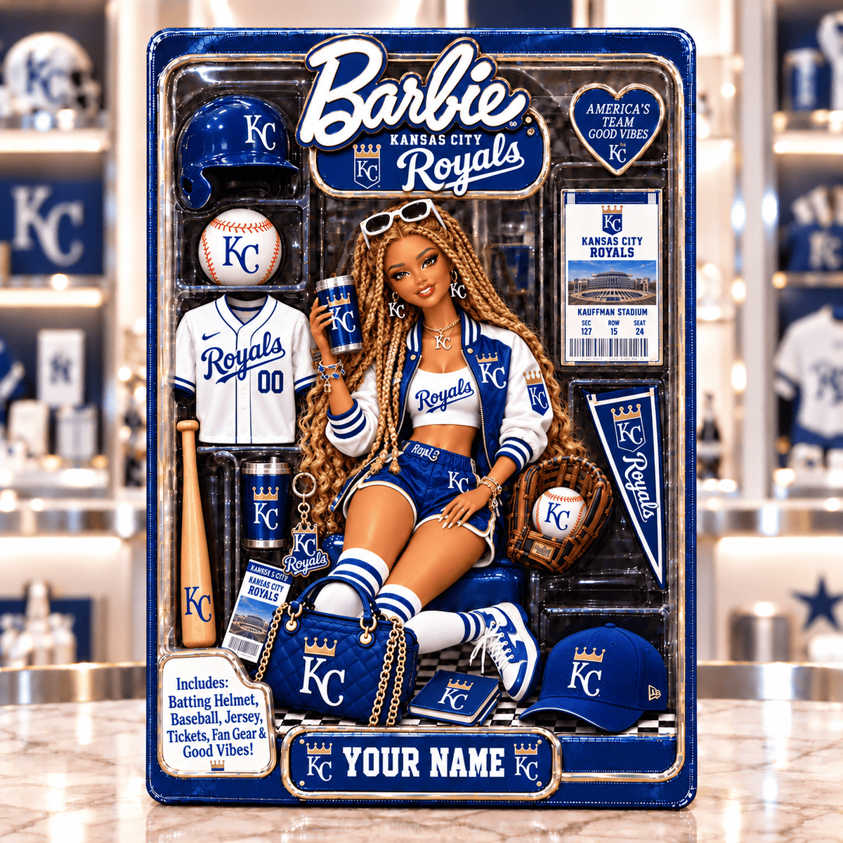 Kansas City Royals Collector Edition Barbie Custom Any Name Acrylic Block Plaque Gifts For Fan - Limited Edition