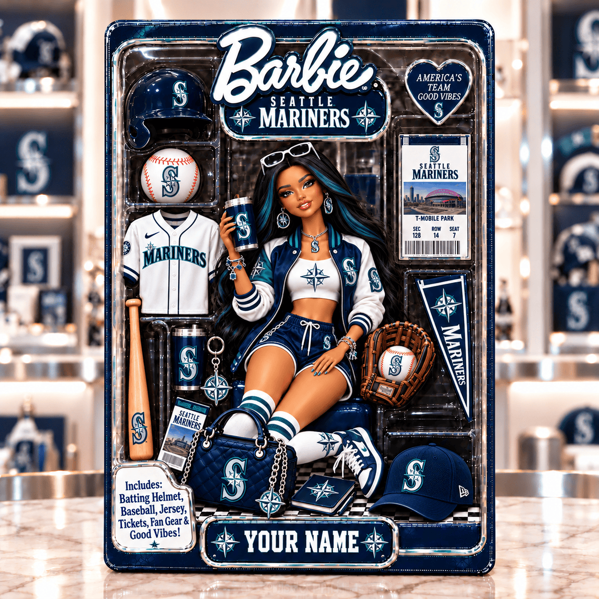 Miami Marlins Collector Edition Barbie Custom Any Name Acrylic Block Plaque Gifts For Fan - Limited Edition