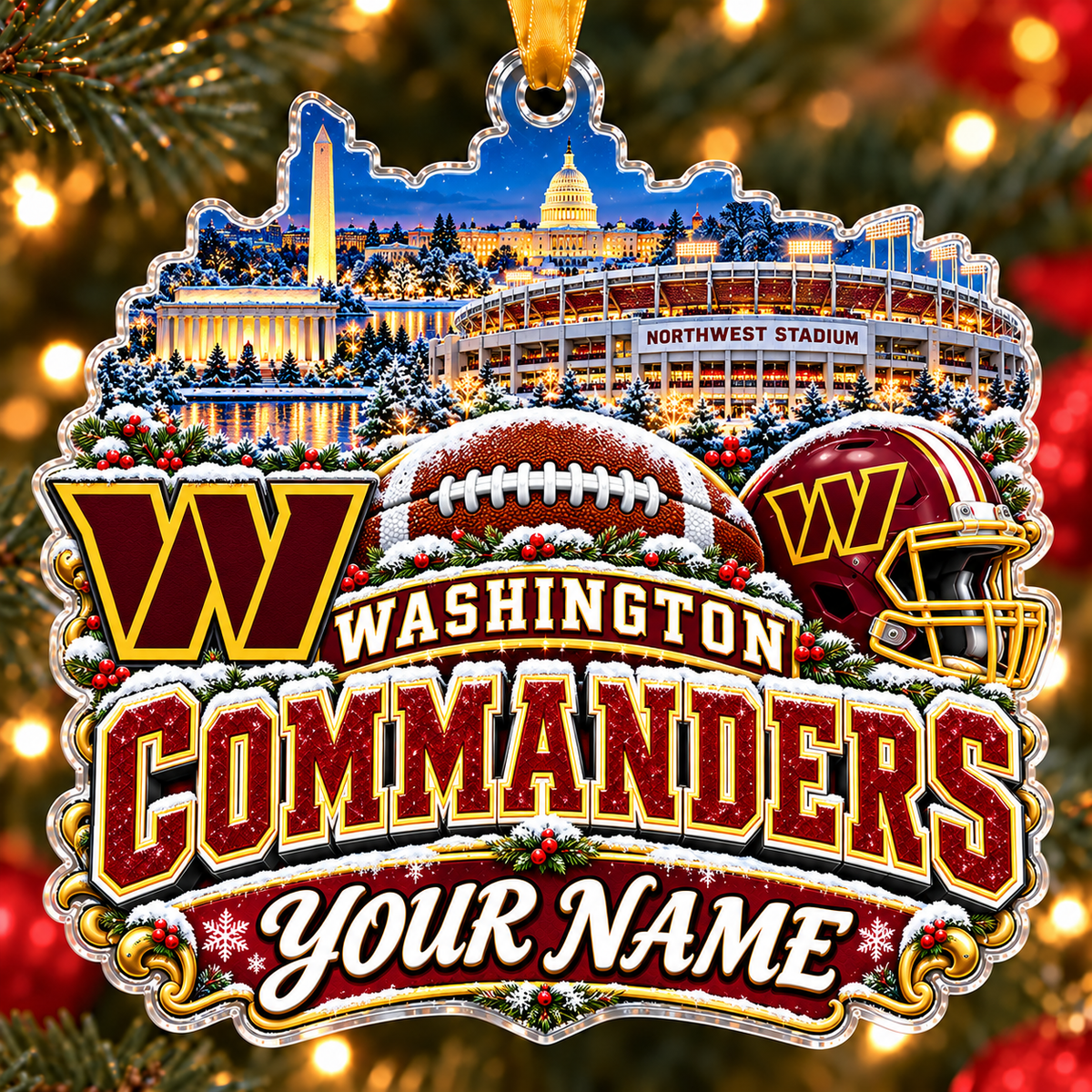 Washington Commanders Christmas NFL Acrylic Ornament Personalized Gift For Fan - Limited Edition