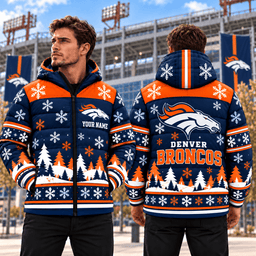 Denver Broncos Christmas Waterproof Thickened Down Jacket Custom Name Gifts For Fan
