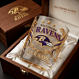 Baltimore Ravens NFL Whiskey Glass Custom Any Name Gifts For Fan - Limited Edition
