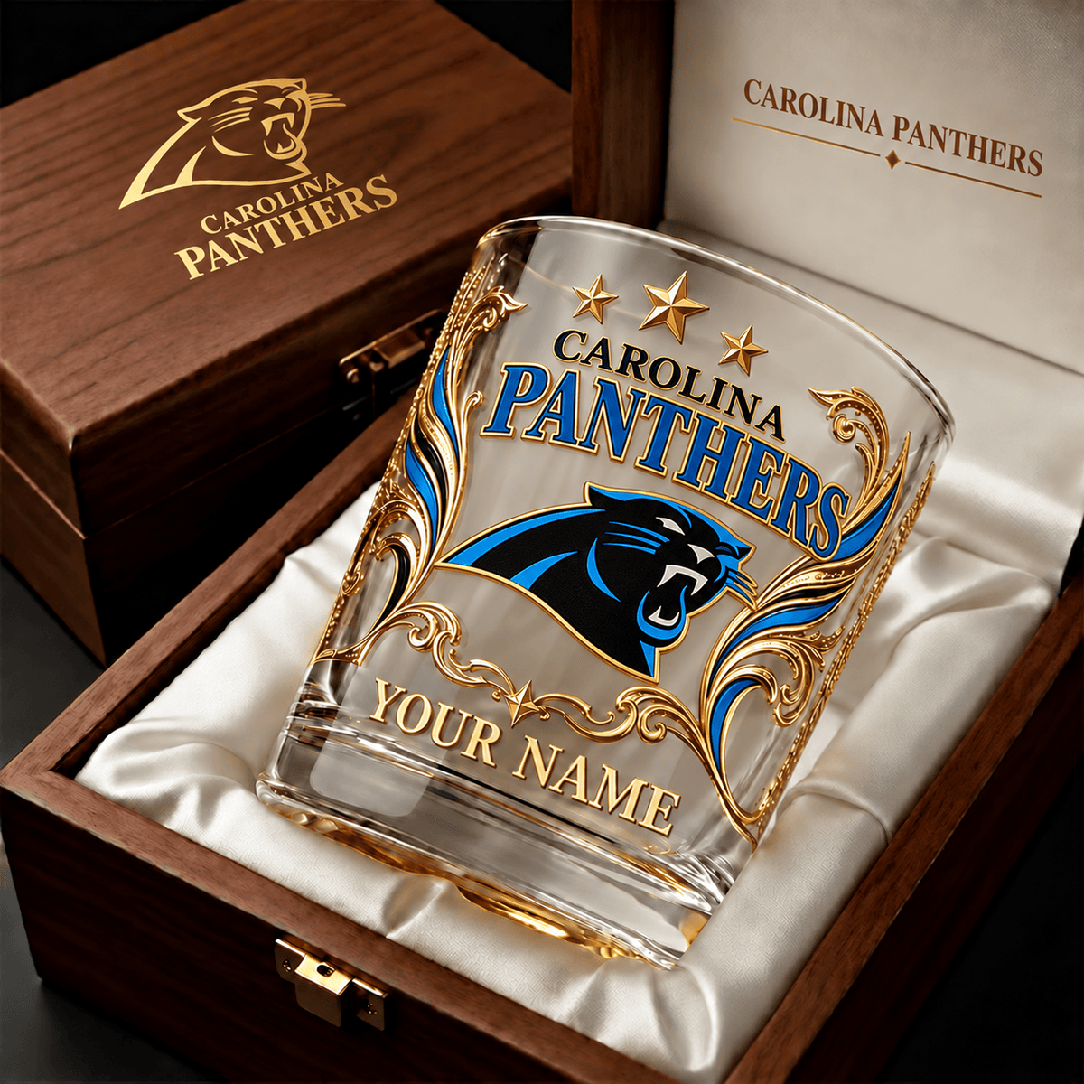 Carolina Panthers NFL Whiskey Glass Custom Any Name Gifts For Fan - Limited Edition