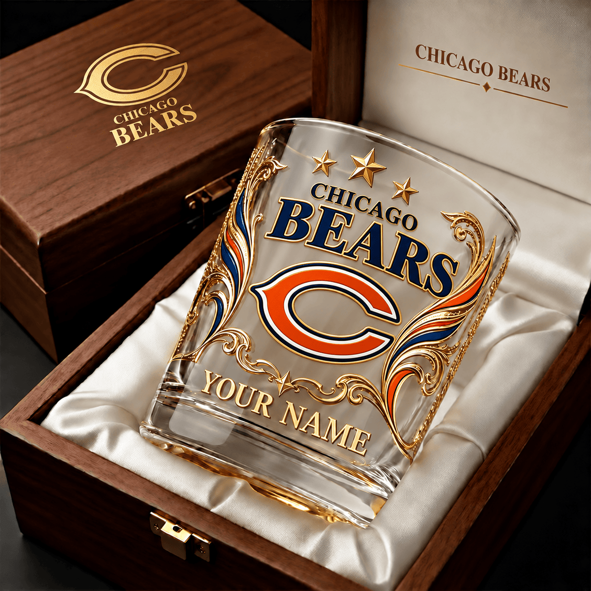 Chicago Bears NFL Whiskey Glass Custom Any Name Gifts For Fan - Limited Edition