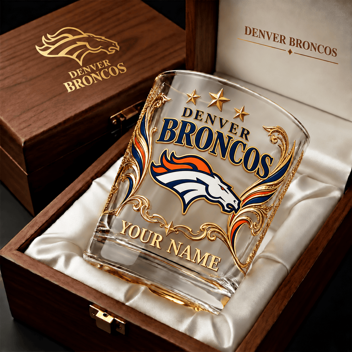 Denver Broncos NFL Whiskey Glass Custom Any Name Gifts For Fan - Limited Edition