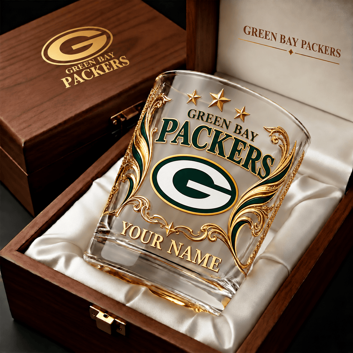 Green Bay Packers NFL Whiskey Glass Custom Any Name Gifts For Fan - Limited Edition