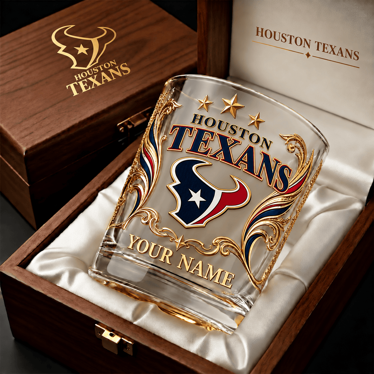 Houston Texans NFL Whiskey Glass Custom Any Name Gifts For Fan - Limited Edition