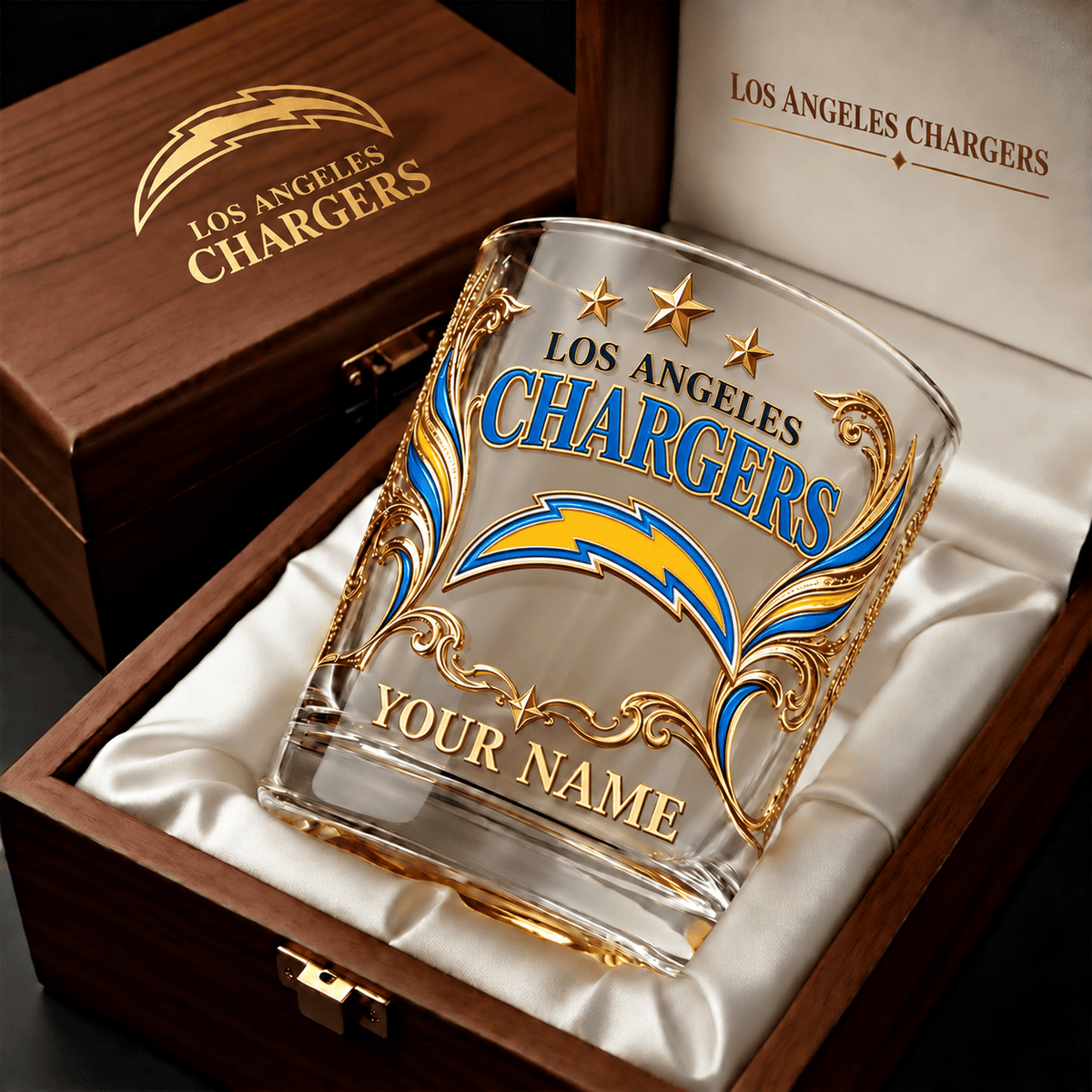 Los Angeles Chargers NFL Whiskey Glass Custom Any Name Gifts For Fan - Limited Edition
