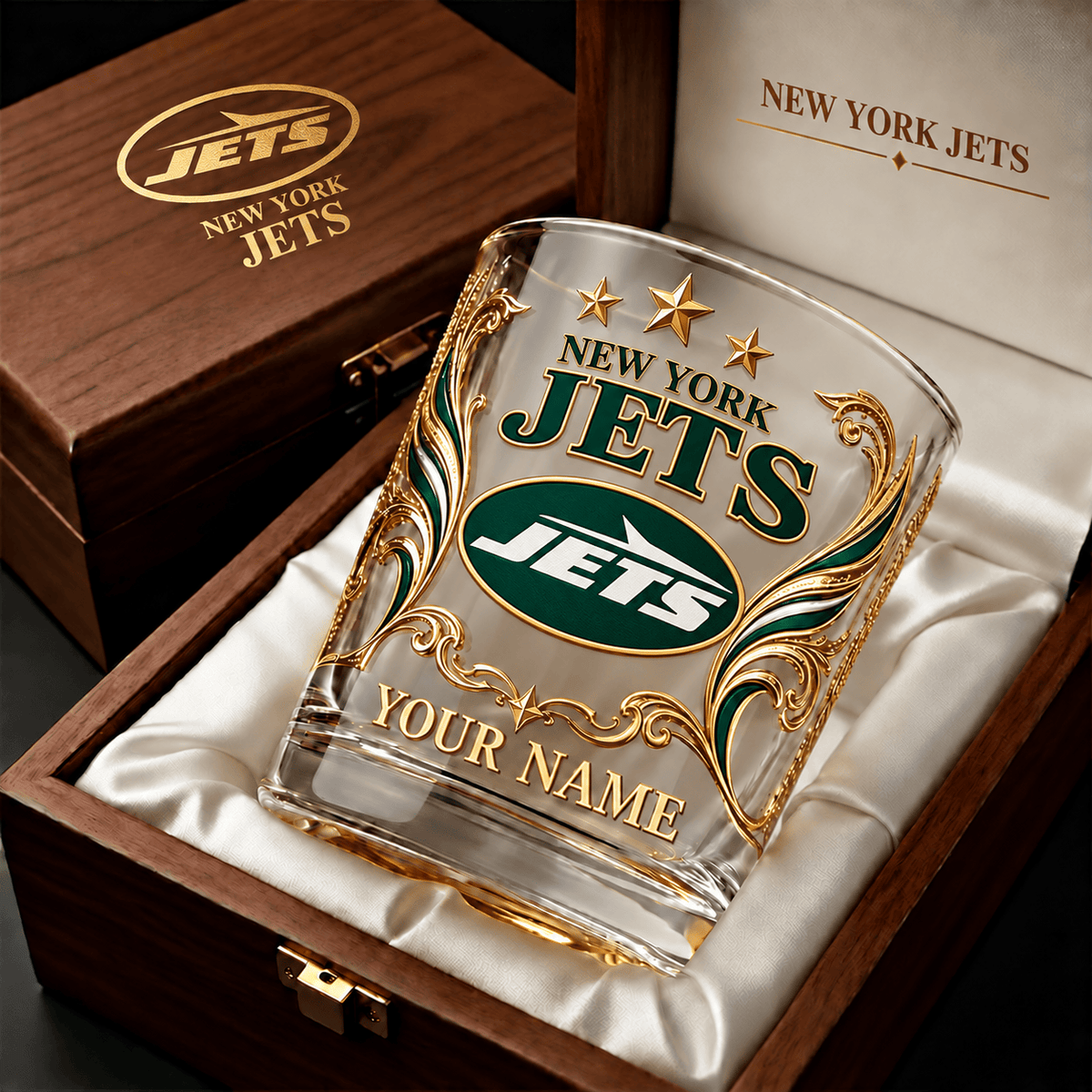 New York Jets NFL Whiskey Glass Custom Any Name Gifts For Fan - Limited Edition