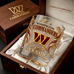 Washington Commanders NFL Whiskey Glass Custom Any Name Gifts For Fan - Limited Edition