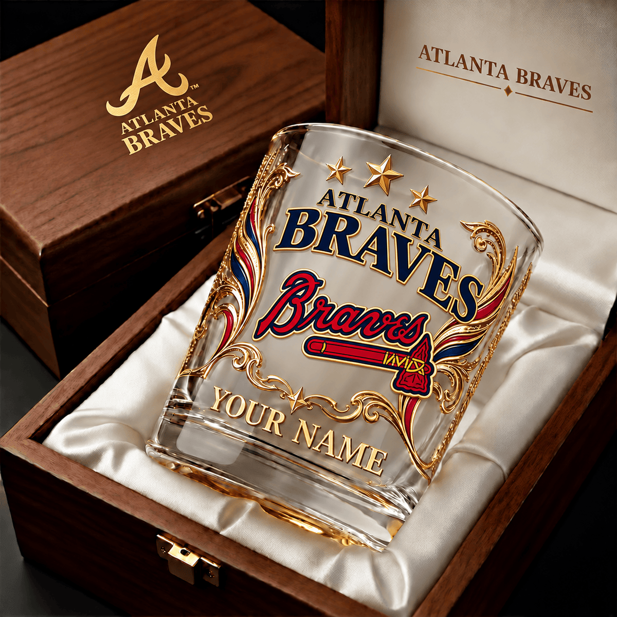 Atlanta Braves MLB Whiskey Glass Custom Any Name Gifts For Fan - Limited Edition