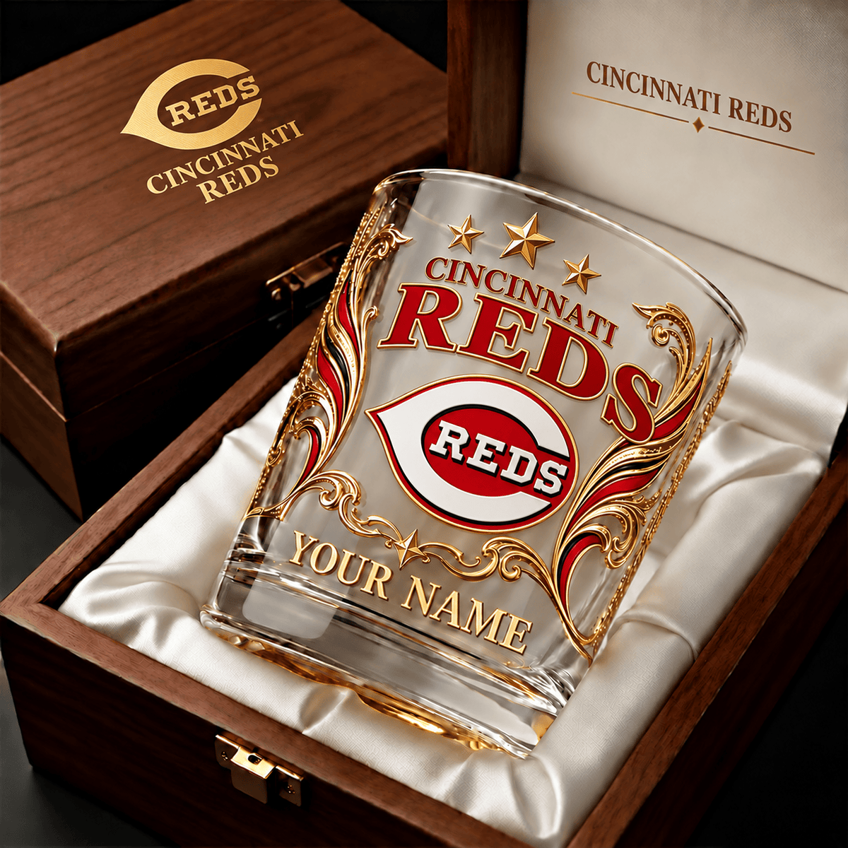Cincinnati Reds MLB Whiskey Glass Custom Any Name Gifts For Fan - Limited Edition