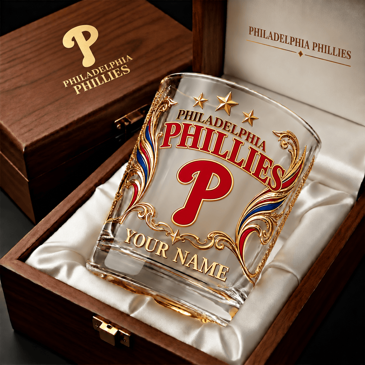 Philadelphia Phillies MLB Whiskey Glass Custom Any Name Gifts For Fan - Limited Edition