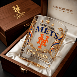 New York Mets MLB Whiskey Glass Custom Any Name Gifts For Fan - Limited Edition