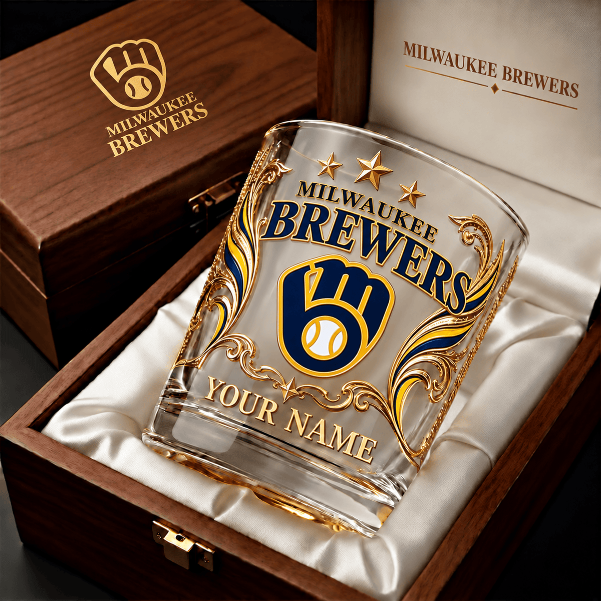 Milwaukee Brewers MLB Whiskey Glass Custom Any Name Gifts For Fan - Limited Edition