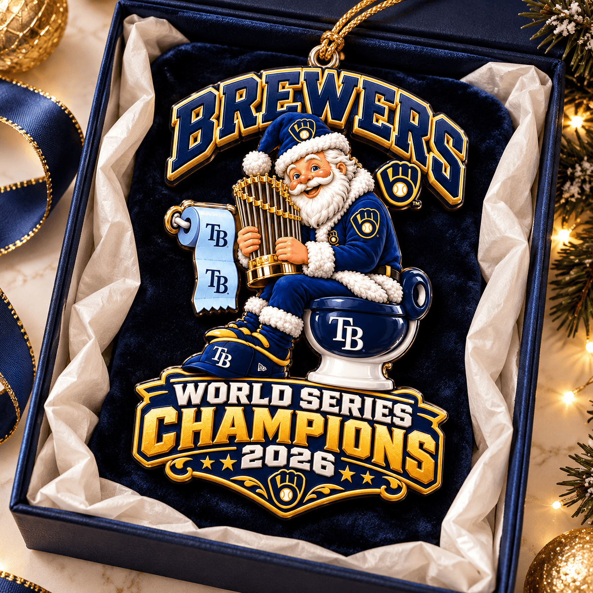 Milwaukee Brewers 2026 World Series Champions Santa Ornament Christmas Gift For Fan