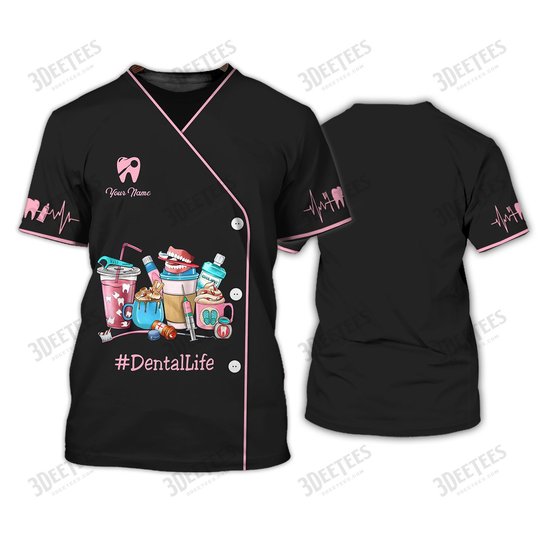 #DentalLife Shirt Dental Tools Pattern Tee Shirt Custom Dentist Tshirt