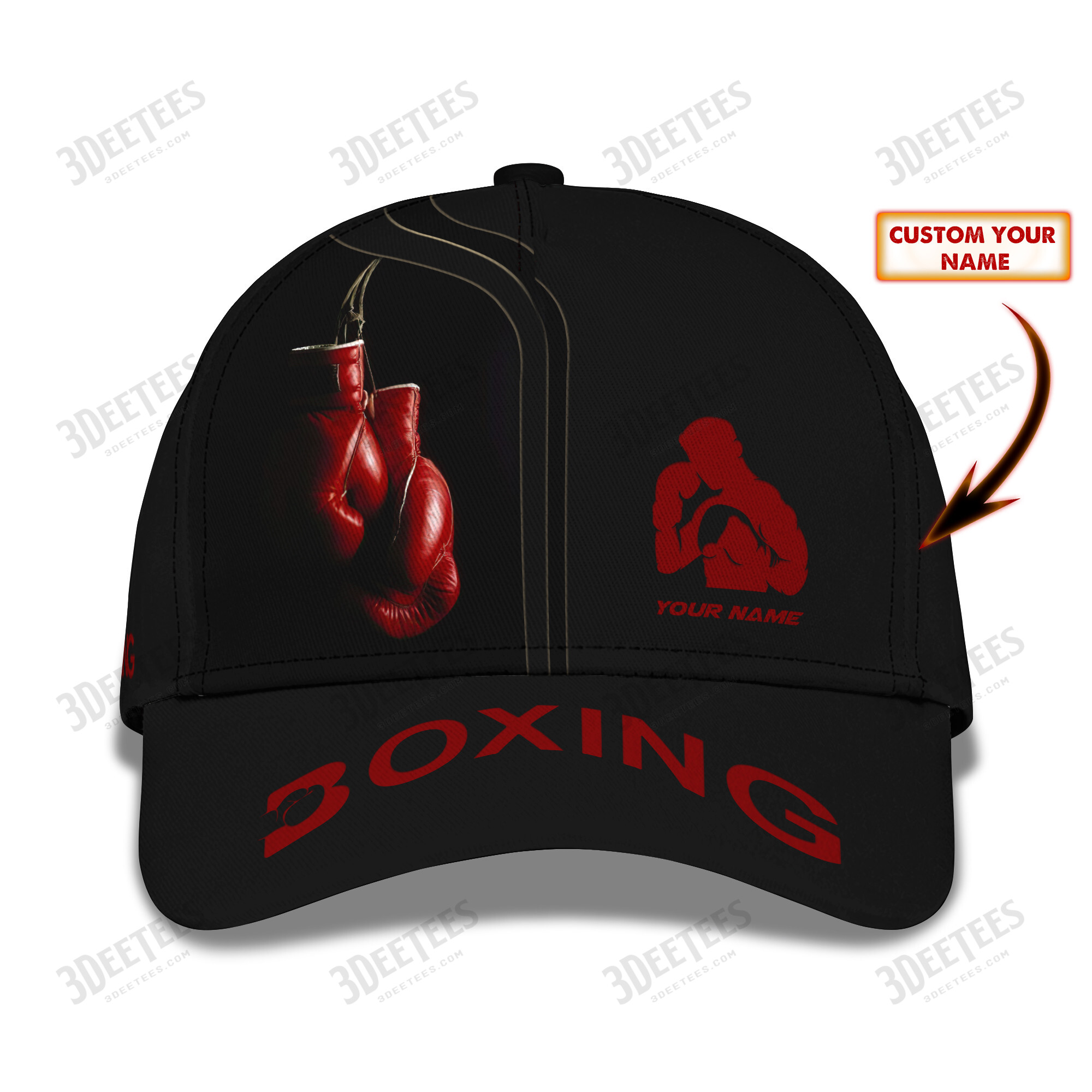Custom Boxing Cap Red Boxing Gloves 3D Baseball Cap Boxing Classic Cap ...