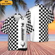Personalized Golf Checkerboard Hawaiian Shirt Golf Button Up Shirt Gifts For Golfers