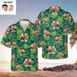Custom Face Photo Hawaiian Shirt With 2 Faces Image Tropical Print Button Up Shirt