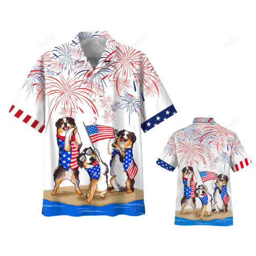 Bernese Mountain Dogs Hawaiian Shirts, Independence Day Is Coming, American 4th of July Hawaiian Shirt