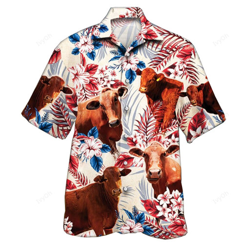 Beefmaster Cattle Flag Hawaiian Shirt Aloha Hawaiian Farmer 4th of July Gift
