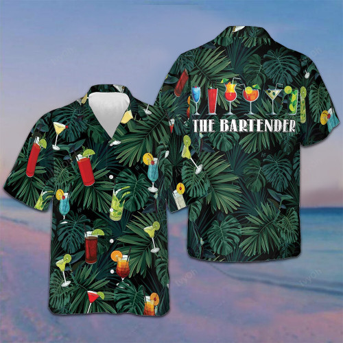 The Bartender Hawaiian Shirt Short Sleeve Button Down Beach Shirts Gifts For Bartenders