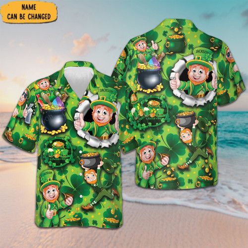 Personalized Leprechaun Happy Saint Patrick's Day Hawaiian Shirt Gifts For Irish Men's