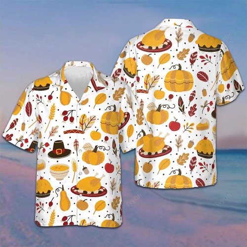 Thanksgiving Pattern Hawaiian Shirt Men's Button Down Shirts Thanksgiving Gift Ideas
