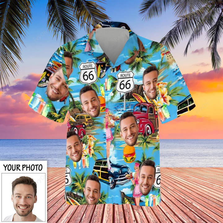 Personalized Face Blue Hawaiian Shirt Custom Hawaiian Shirts With Pictures Gifts For Men