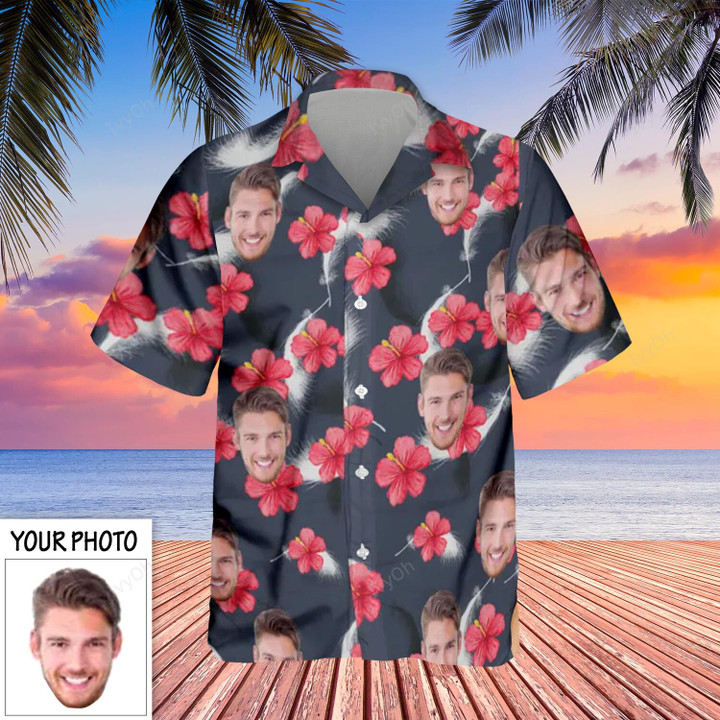 Custom Photo Hawaiian Shirts With Face Hibiscus Hawaiian Shirt Big Brother Gift