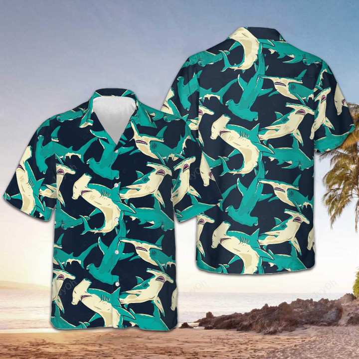 Hammerhead Shark Hawaiian Shirt Mens Hammerhead Shark Clothing Aloha Shirt